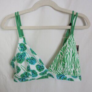 Diane Von Furstenberg Bralette Cotton Stretch Geranium Leaf Sea Twig Size Small